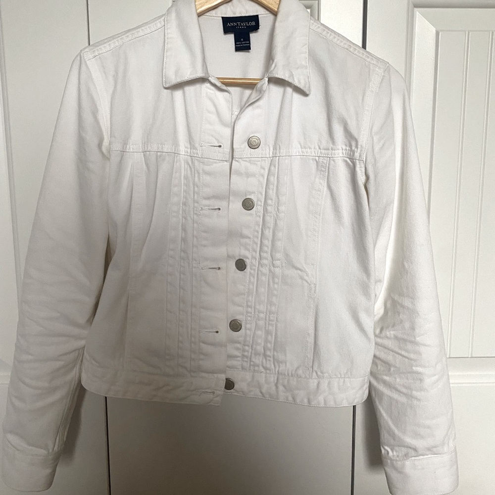 Ann Taylor white denim jacket